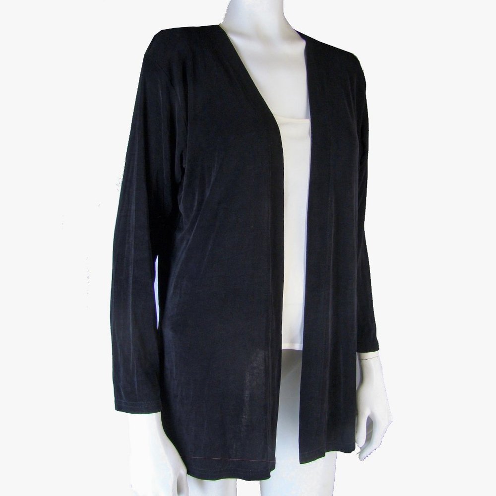 Women's Black Travel Knit Open Cardigan 38" Bust